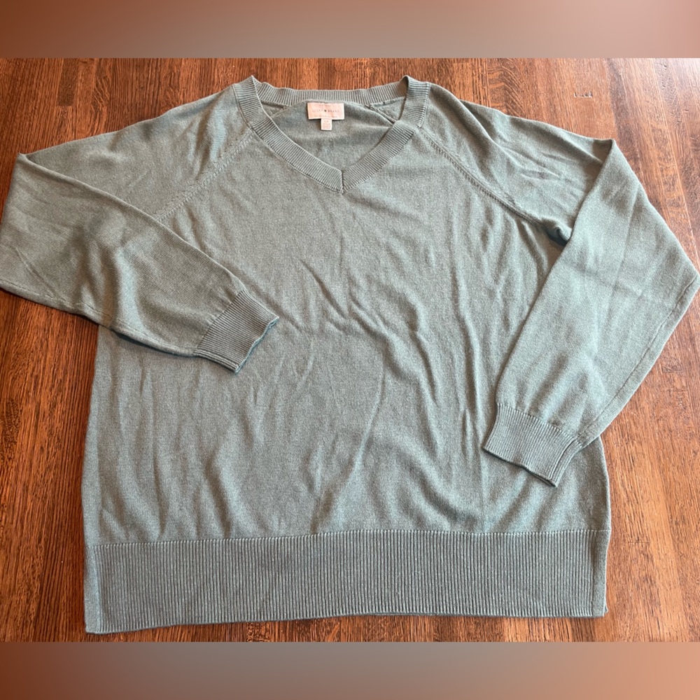 Lucky Brand Mens Sage Green V Neck Sweater Classic Preppy - Size S
